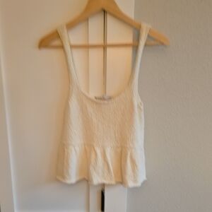 Zara Cream Peplum Style Crop Sleevelesz Top